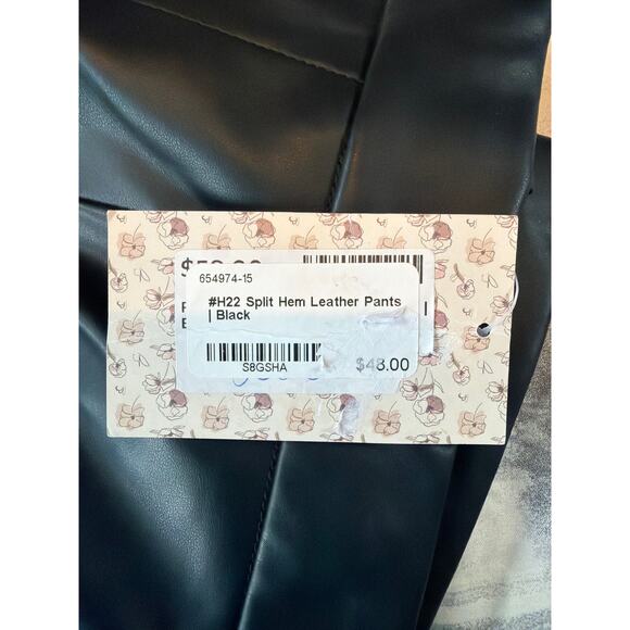 Entro Black Faux Leather Split Hem Straight Leg Pants Women’s size Small NWT - Picture 10 of 11